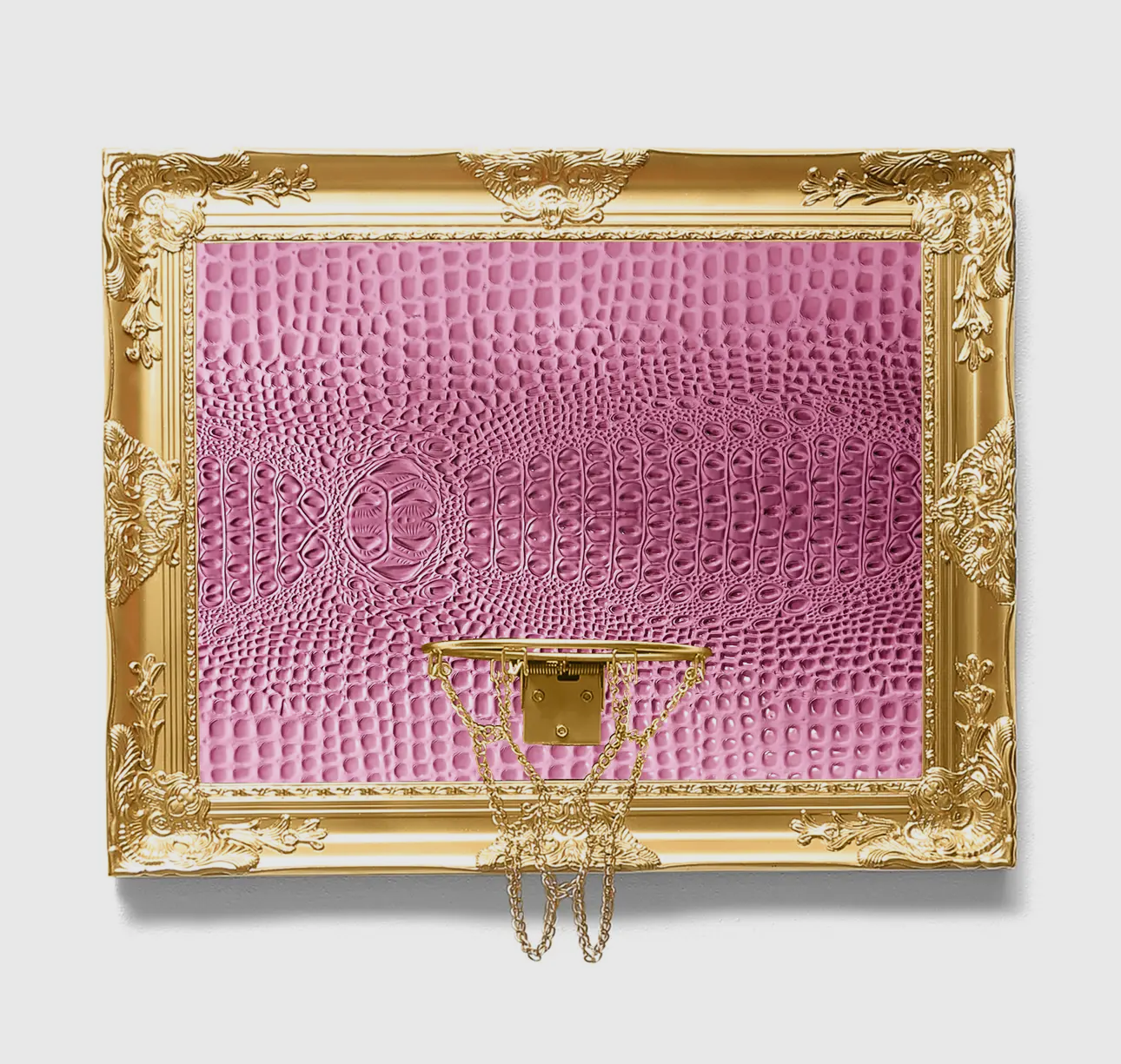 Pink Gator & Gold Basketball Hoop