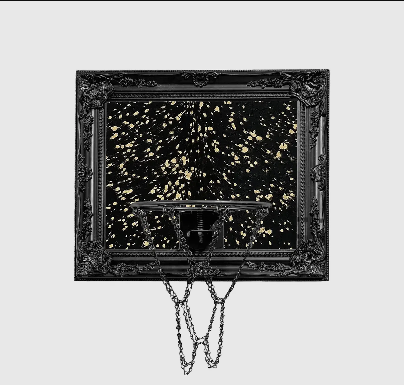 Black Mini Cowhide Basketball Hoop